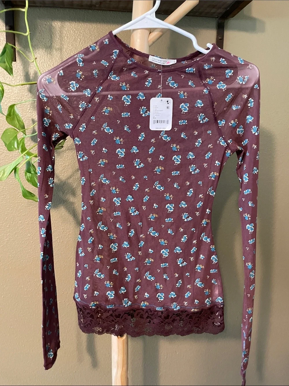 NWT Free People Long Sleeve Midnight Spark layering Top Brown combo